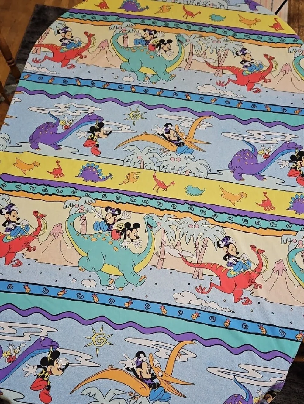 Vintage 80s Disney Mickey & Minnie Stone Age Twin Sheet Set (3 Piece)